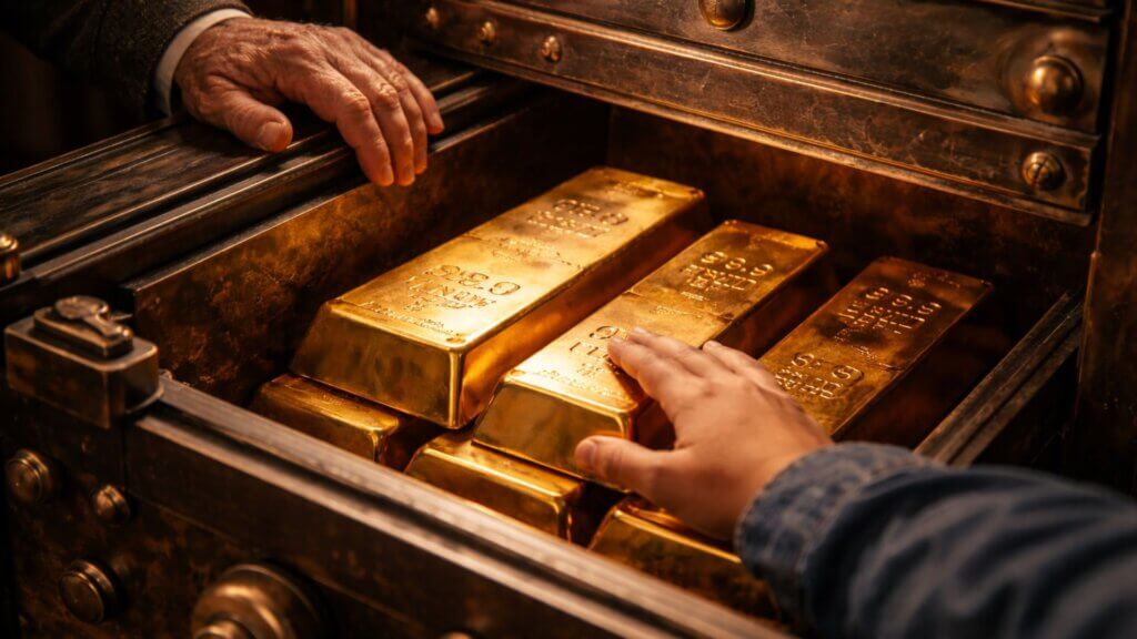 Gold bars inside a family vault symbolizing generational wealth preservation, long-term gold investment and financial security across decades