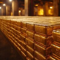 Central bank gold reserves and gold bars symbolizing record gold buying amid inflation and US dollar uncertainty